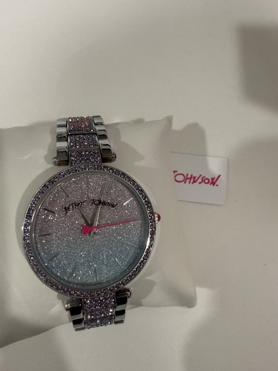 NWT Betsey Johnson silver sparkly glittery watch main image 8